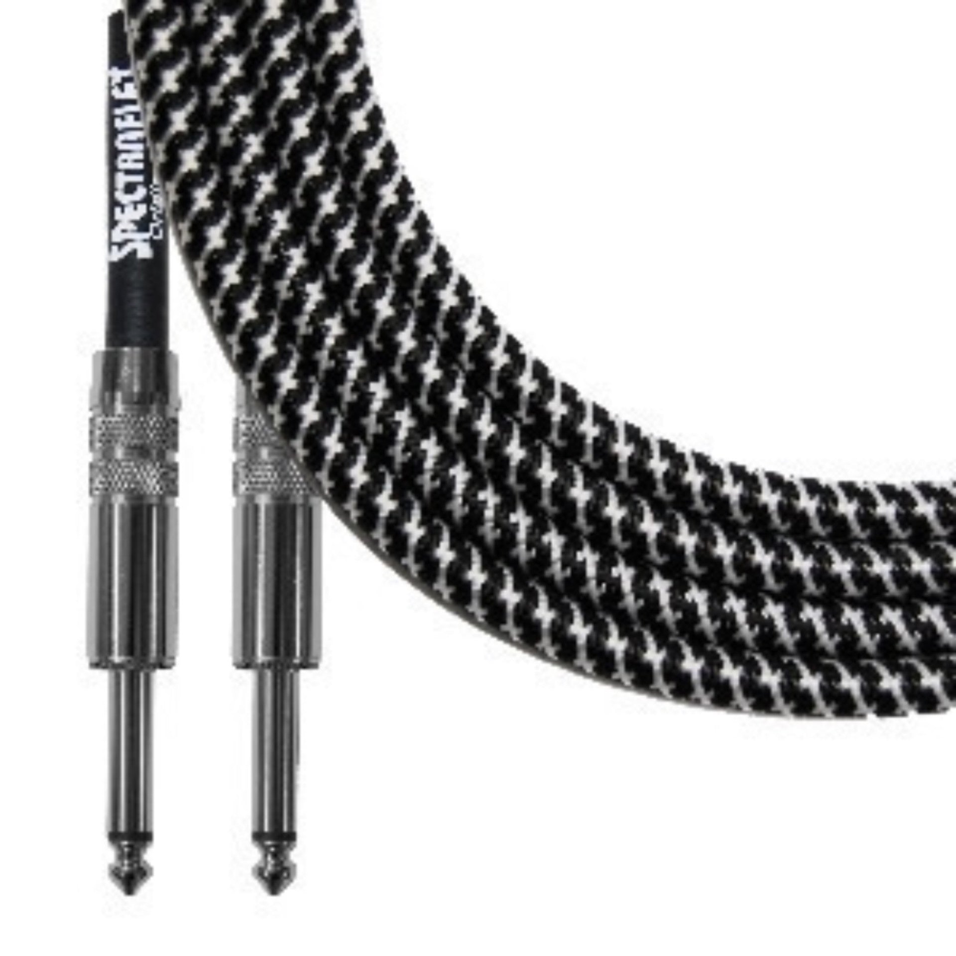 Spectraflex Original Series braided guitar cable with dual straight plugs in black and white pattern