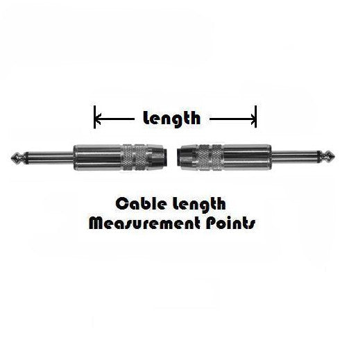 Spectraflex Original Series braided guitar cable with dual straight plugs showing cable length measurement points