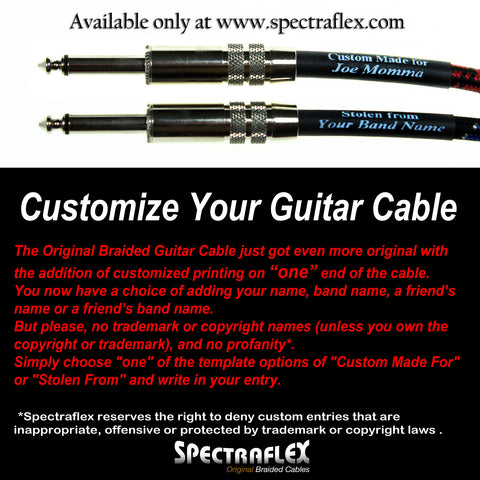 Personalized Original Series Braided Guitar Cable - Dual Straight Plugs